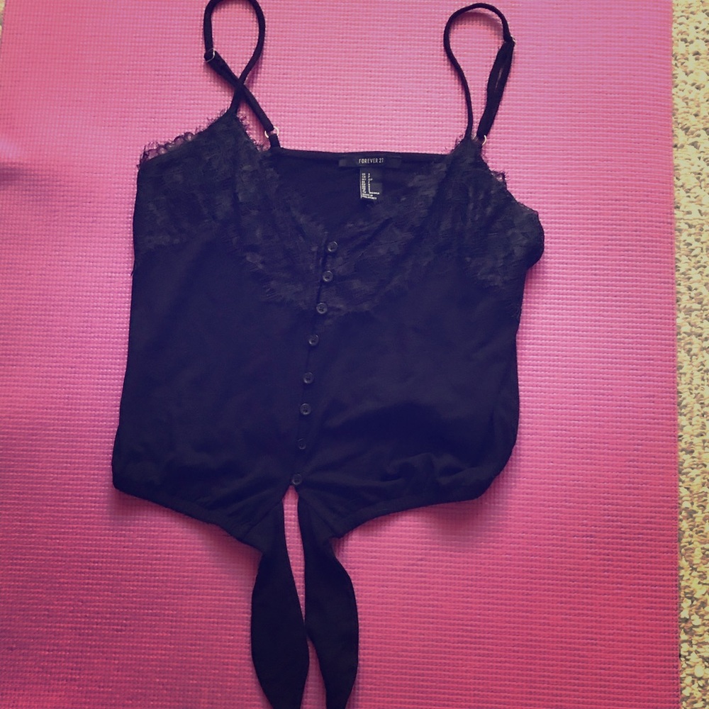 Black Lace-Trim Cami